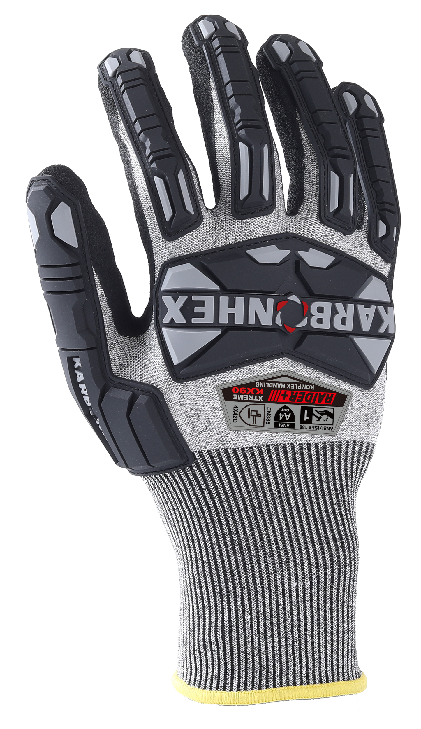 SW® KarbonHex™ KX90 C44270 18G A4 Cut-Resistant Impact Work Gloves, TPR Guards, Sandy Foam Nitrile Grip