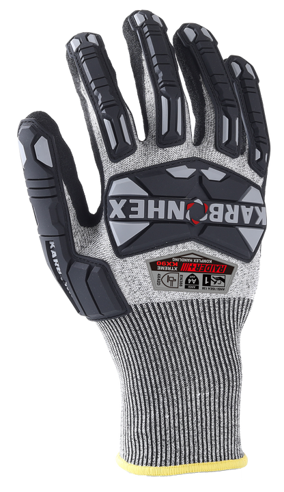 SW® KarbonHex™ KX90 C44270 18G A4 Cut-Resistant Impact Work Gloves, TPR Guards, Sandy Foam Nitrile Grip