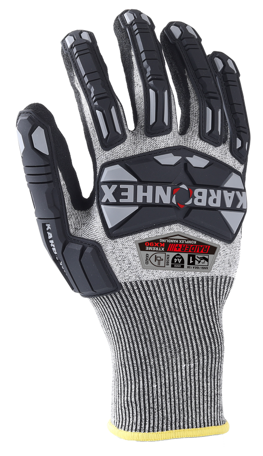 SW® KarbonHex™ KX90 C44270 18G A4 Cut-Resistant Impact Work Gloves, TPR Guards, Sandy Foam Nitrile Grip