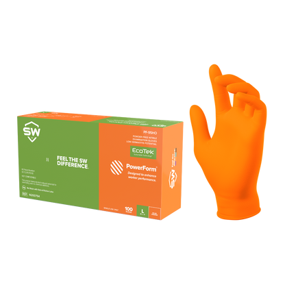 SW® PowerForm® PF-95HO Powder-Free EcoTek® Sustainable Nitrile Examination Gloves, 6.2-mil, 100ct