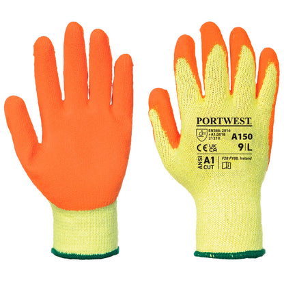  These highly breathable Portwest® Hi-Vis Industrial Work Gloves feature a 10-gauge breathable seamless string knit glove constructed with environmentally recycled yarn and with contrasting crinkle latex coated palms for unmatched grip and enhanced signaling.