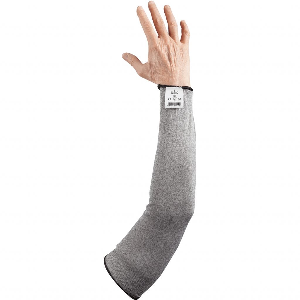 SHOWA® S8115-16T Cut-Resistant Sleeve w/ Thumb Loop, 16", HPPE/Stainless Steel, Grey