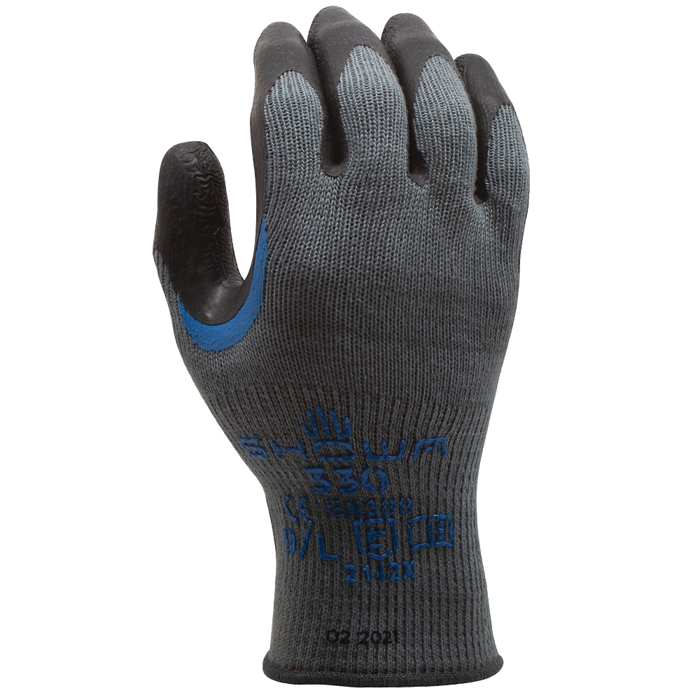 SHOWA® ATLAS® 330 Natural Rubber Reinforced Thumb Crotch Glove, Grey/Black
