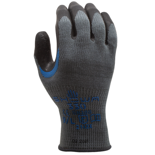 SHOWA® ATLAS® 330 Natural Rubber Reinforced Thumb Crotch Glove, Grey/Black