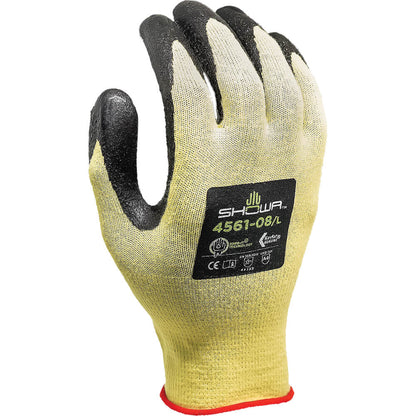 SHOWA® 4561 Sponge Nitrile Zorb-IT Kevlar® Cut-Resistant Glove, ANSI A4, Yellow/Black