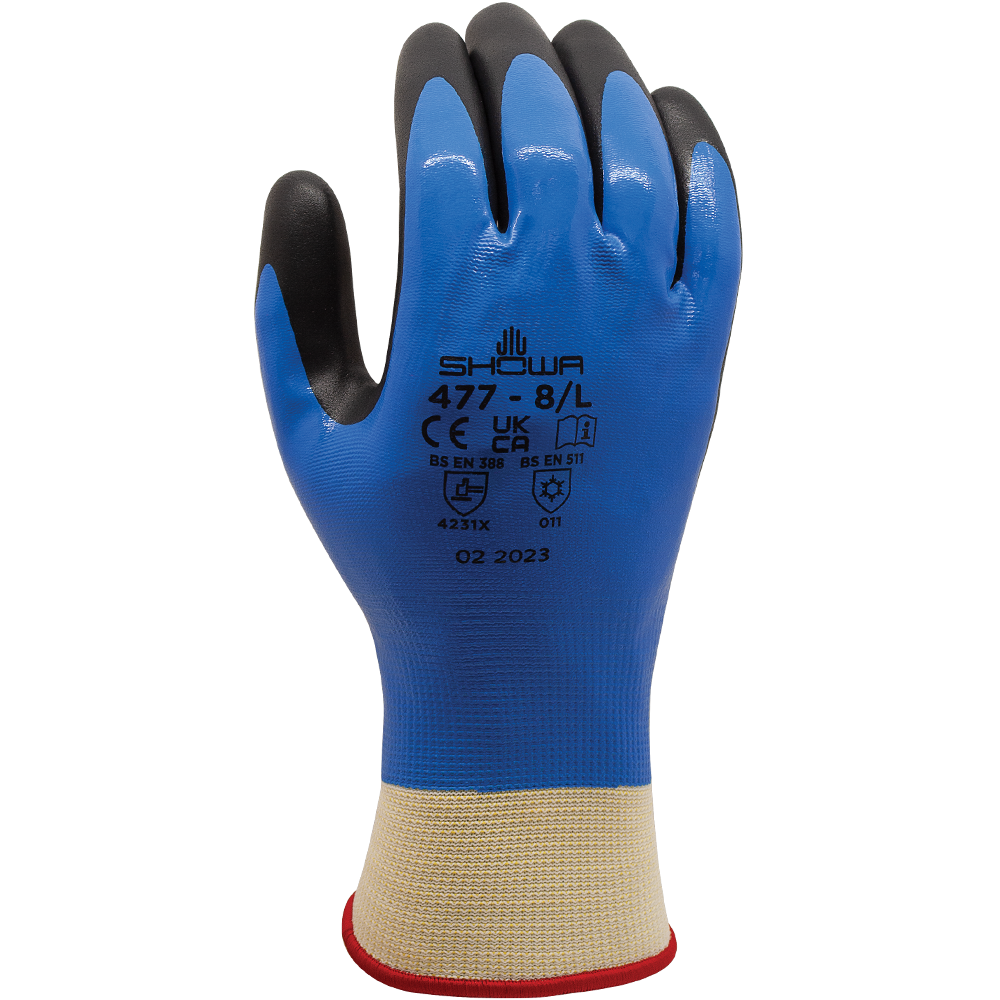 SHOWA® 477 Insulated Nitrile Foam Grip Glove, Blue/Black, -58°F