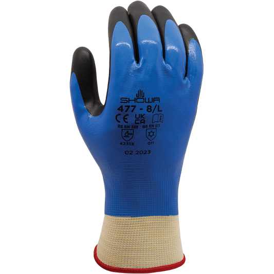 SHOWA® 477 Insulated Nitrile Foam Grip Glove, Blue/Black, -58°F