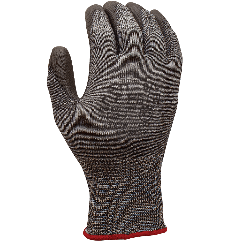 SHOWA® 541 HPPE Polyurethane Rough Grip Cut-Resistant Glove, ANSI A2, Black/Gray