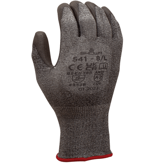 SHOWA® 541 HPPE Polyurethane Rough Grip Cut-Resistant Glove, ANSI A2, Black/Gray