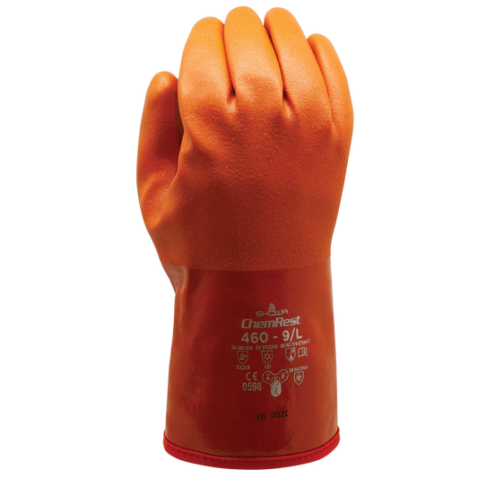 SHOWA® ATLAS® 460 Insulated Chemical-Resistant PVC Glove, Orange, Double Dipped
