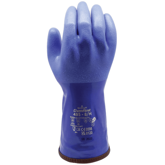 SHOWA® 495 Insulated Chemical-Resistant PVC Glove, Removable Liner, Triple Dipped