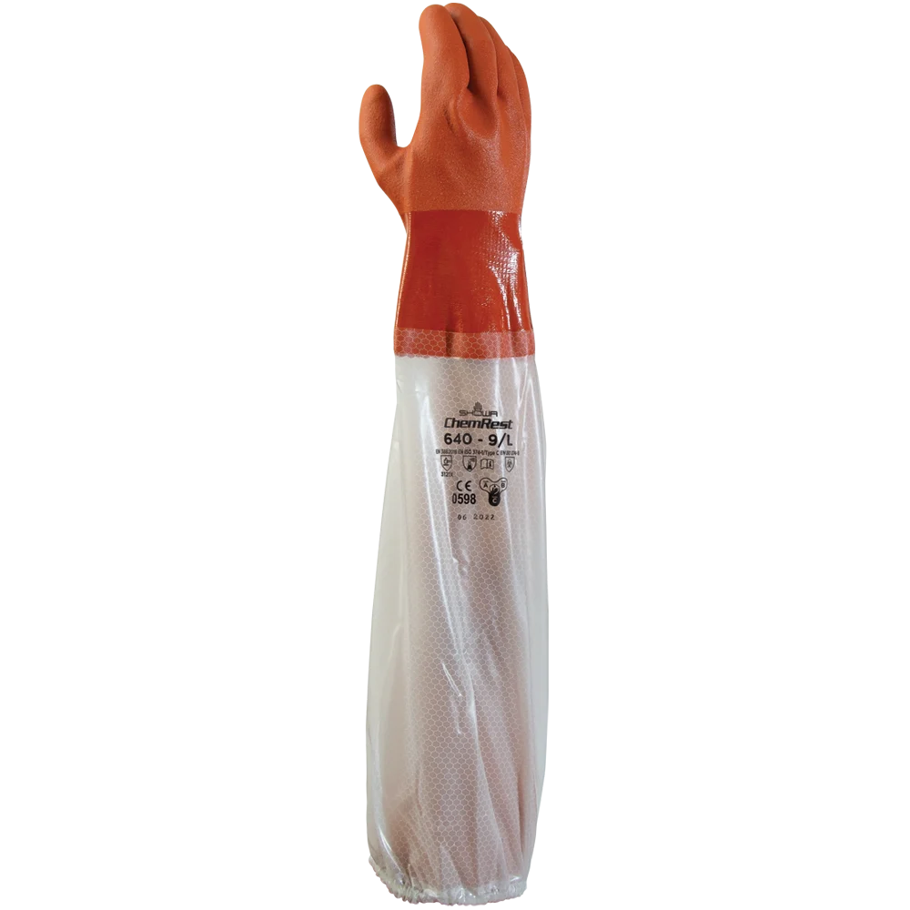 SHOWA® 640 Chemical Resistant PVC Gloves with Full-Arm Protection, 600mm