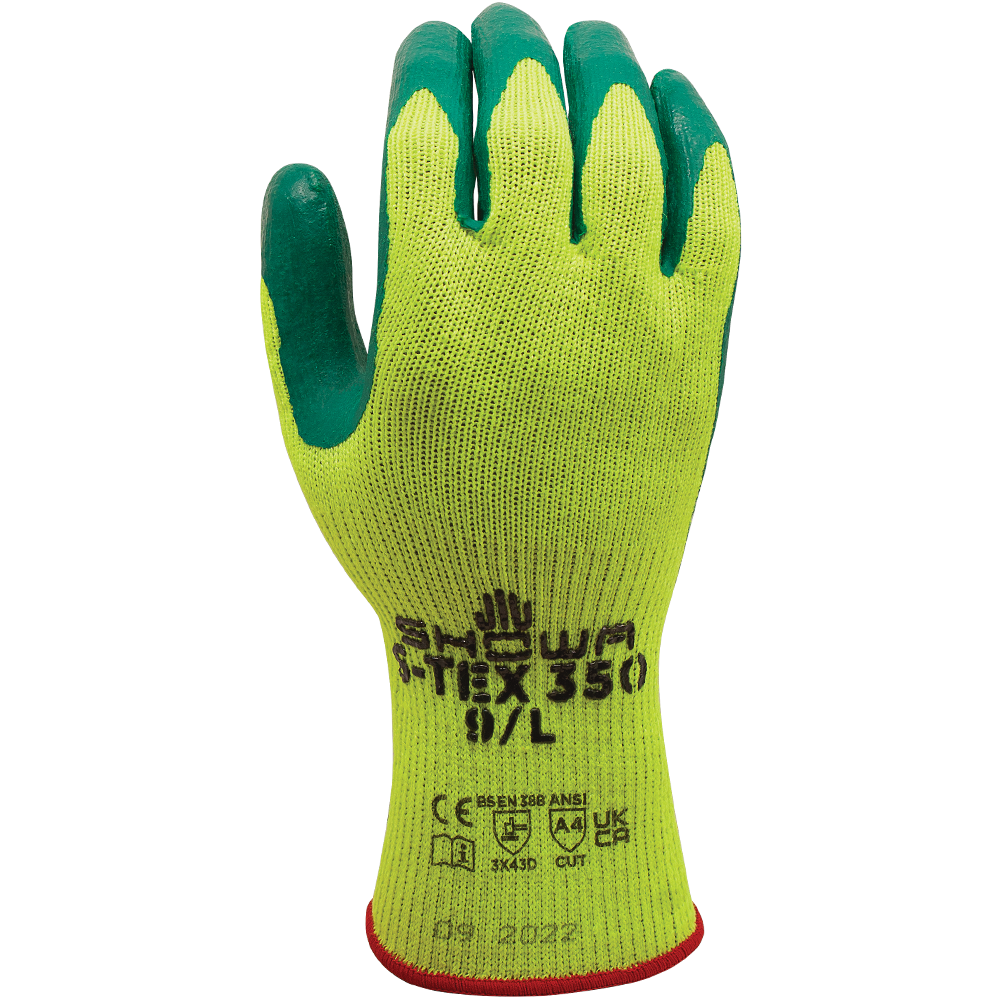 SHOWA® S-TEX® 350 Nitrile Stainless Steel Cut-Resistant Glove, ANSI A4, Hi-Vis Yellow/Green