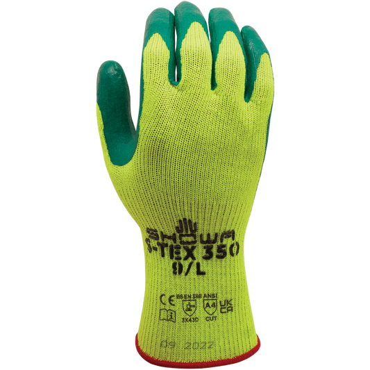 SHOWA® S-TEX® 350 Nitrile Stainless Steel Cut-Resistant Glove, ANSI A4, Hi-Vis Yellow/Green