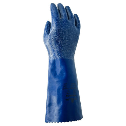 SHOWA NSK24 Nitrile Chemical Resistant Gloves, Interlock Liner, Rough Grip, 14"