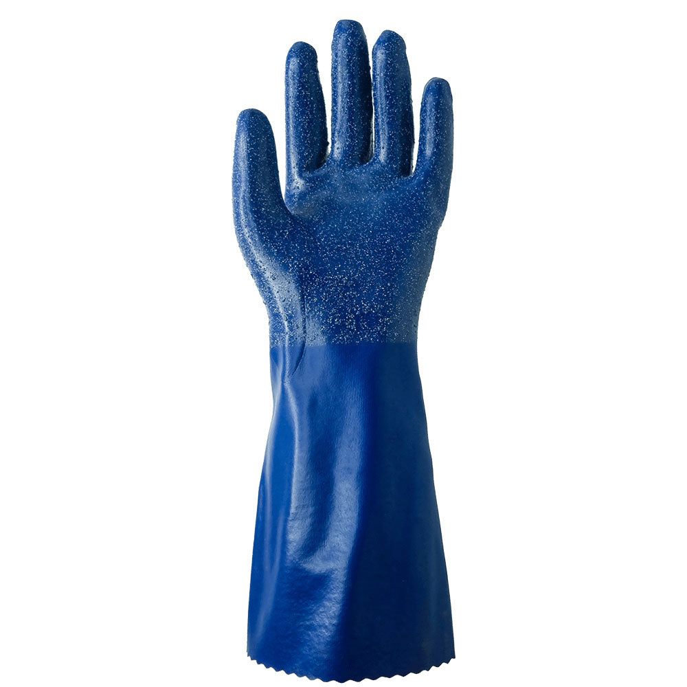 SHOWA NSK24 Nitrile Chemical Resistant Gloves, Interlock Liner, Rough Grip, 14"