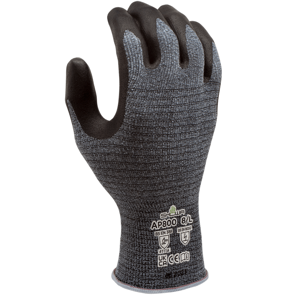 SHOWA® AP800 ESD Embossed Microporous Nitrile Glove, Blue/Gray