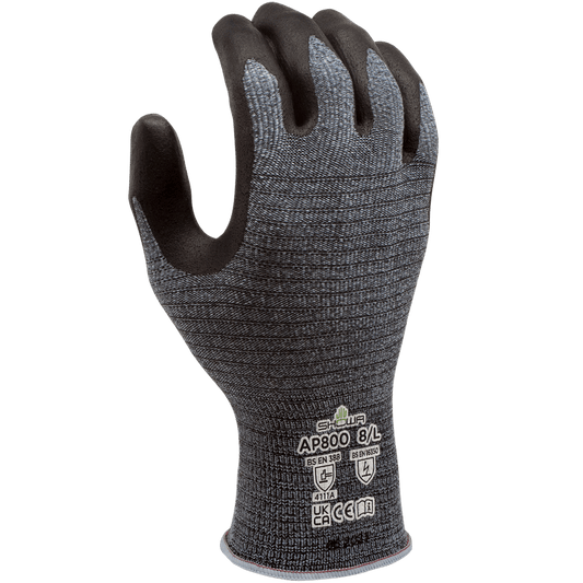 SHOWA® AP800 ESD Embossed Microporous Nitrile Glove, Blue/Gray
