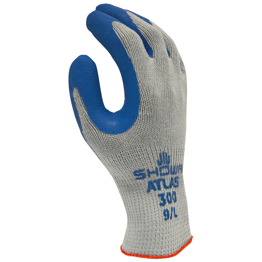 SHOWA® ATLAS® 300 General Purpose Natural Rubber Grip Glove, Grey/Blue