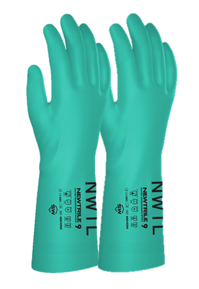 NU15-RD-ECO-GR SW®  Sustainable Solutions NewNitrile® EcoTek® 15-mil 13-inch Unsupported Unlined Nitrile Chemical Resistant Gloves