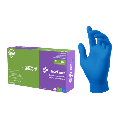 SW® TrueForm® TF-95NV Powder-Free EcoTek® Sustainable Nitrile Examination Gloves, 3.5-mil, 200ct