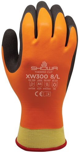 SHOWA® XW300 Insulated Cut-Resistant Cold-Weather Glove, Hi-Viz Orange, A5