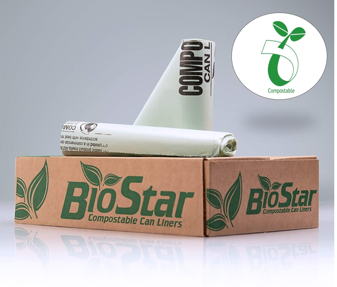 BioStar® Compostable 24in x 24in Can Liners by Pallet, 10 Gal (250ct)