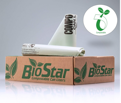 BioStar® Compostable 38in x 58in Can Liners by Pallet, 60 Gal (100ct)
