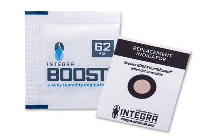 Preserve, prolong and protect herbal medicines, tobacco and cannabis supplies! Desiccare individually wrapped 4-gram Integra BOOST® 2-way humidity control packs with HIC's are retail packaged and available in 55% and 62% rH styles. FDA-compliant, 99% biodegradable, non-toxic and salt free. 