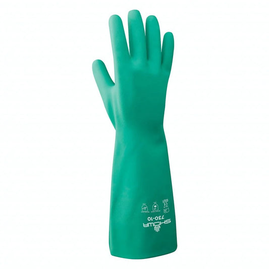 SHOWA 730 Chemical Resistant Nitrile Gloves, Flocked Liner, Bisque Finish, 330mm
