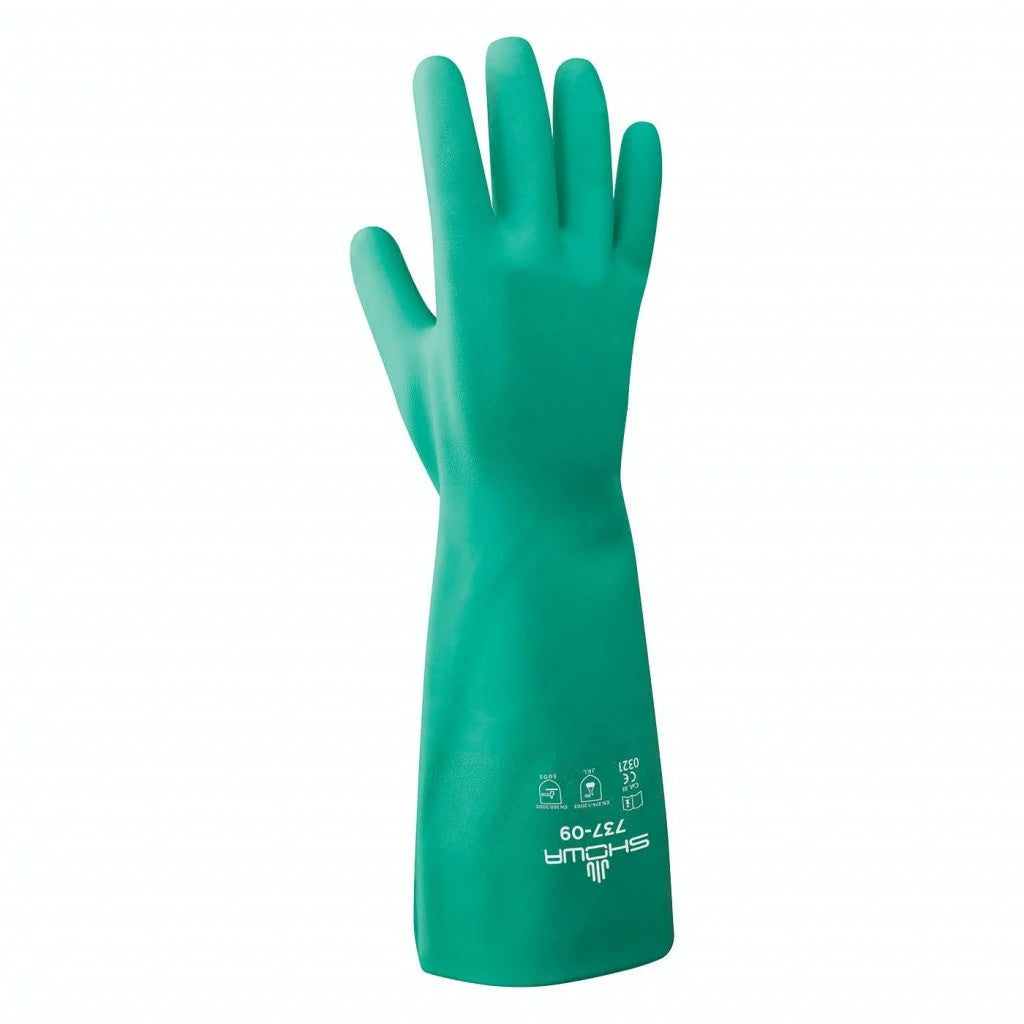 SHOWA 737 Chemical Resistant Nitrile Gloves, Unlined, Bisque Finish, 380mm