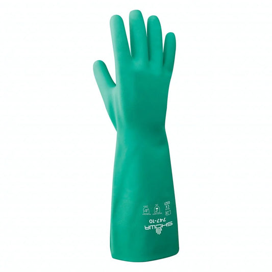 SHOWA 747 Chemical Resistant Nitrile Gloves, Unsupported, Bisque Grip, 480mm