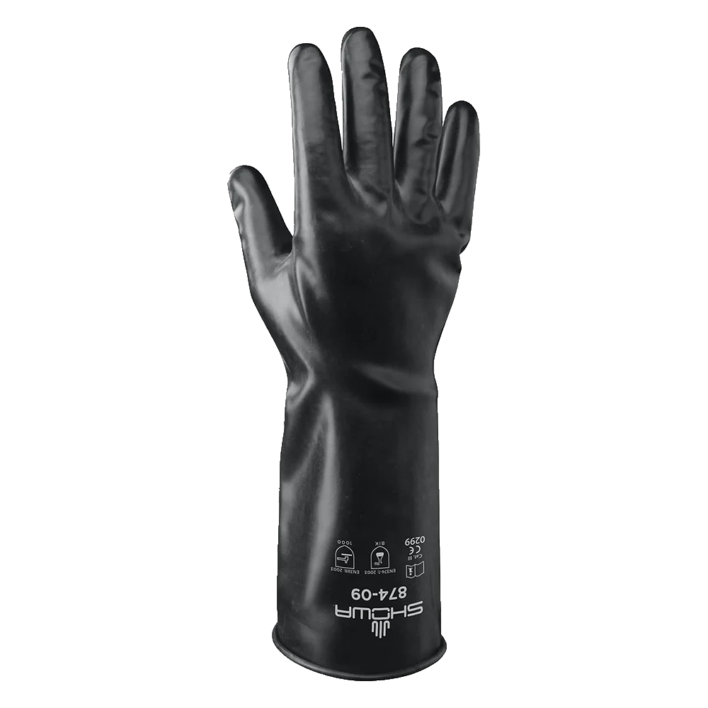 SHOWA 874 Chemical Resistant Butyl Rubber Gloves, Smooth Grip, 350mm