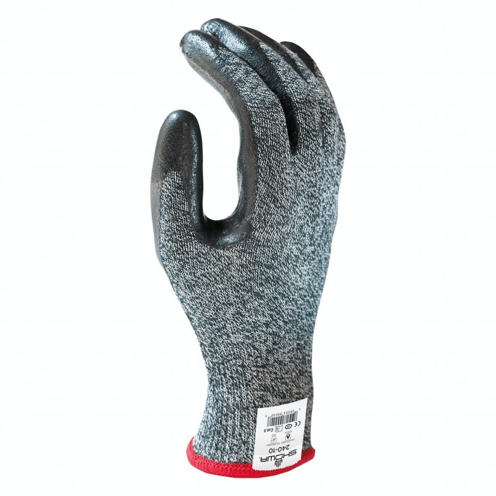 SHOWA® 240 Flame-Resistant Sponge Neoprene Cut-Resistant Glove, Arc Flash Level 2, ANSI A4, Gray