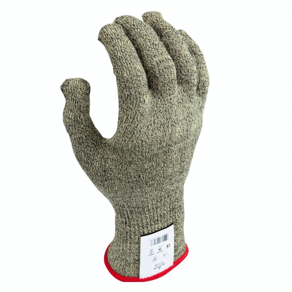SHOWA® 257X Uncoated Cut-Resistant Liner Glove, ANSI A7, Yellow/Black