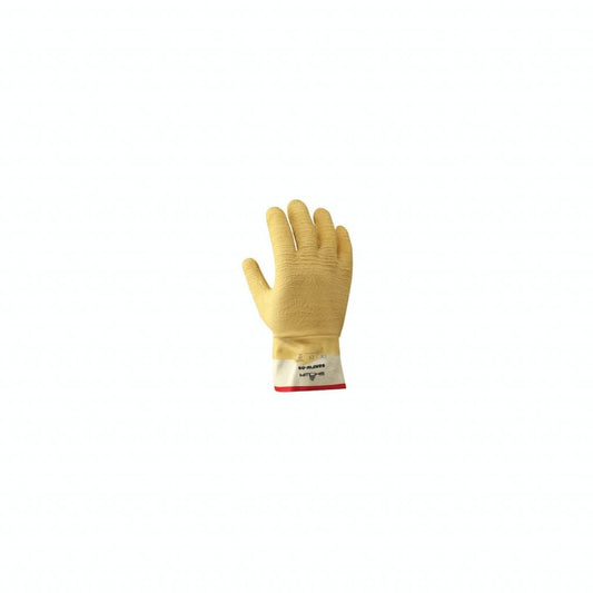 SHOWA® 68NFW Natural Rubber Kevlar®-Lined Gauntlet Glove, Cut-Resistant, White/Yellow