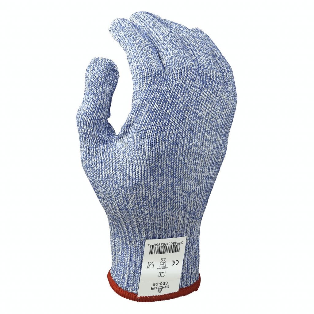 SHOWA® 8110 Uncoated HPPE Wire-Free Cut-Resistant Glove, ANSI A5, Blue/White