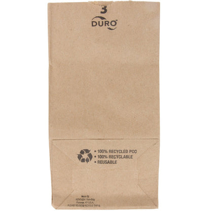 These Duro Bag® 4.75 x 2.93 x 8.56 Dubl Life® SOS 30# 3lb Kraft SOS Paper Bags with gusseted flat bottom are reusable, recyclable, BPI® compostable and FSC® certified. Sold 500 per bundle. 