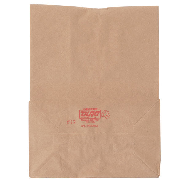 These 10.12in x 6.75in x 14.37in Duro Bag® 52# 1/8 BBL Kraft Paper Shorty Grocery Bags are perfect for carrying or holding lengthy baked goods. Sold 500 per case.