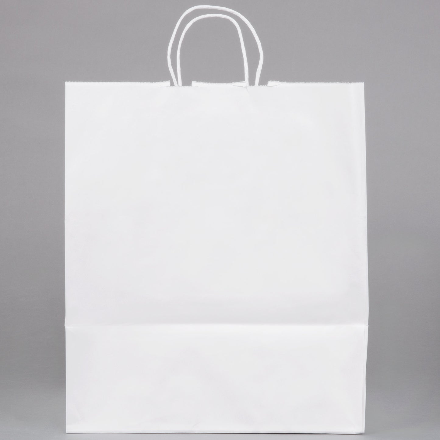 These popular 13in x 6in x 15.75in Duro Bag® 60# White Traveler Paper Shopping Bags with gusseted flat bottom and paper twist handles are BPI® and SFI® certified. Sold 250 per bundle.