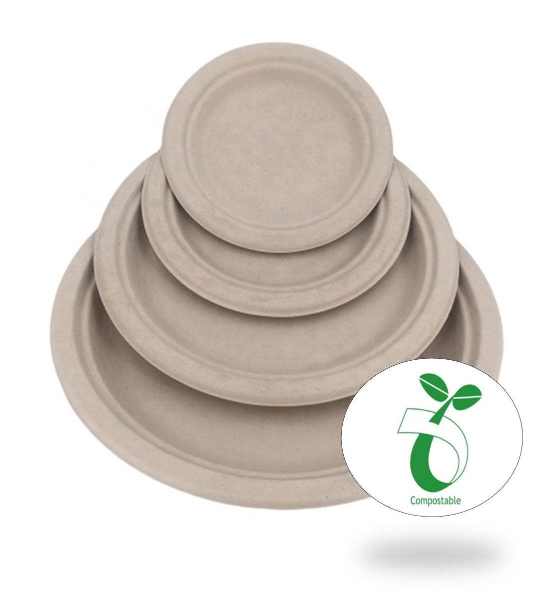 Reduce landfill with these premium biodegradable 10-inch Round Bagasse Molded Plates constructed with sugarcane fibers.