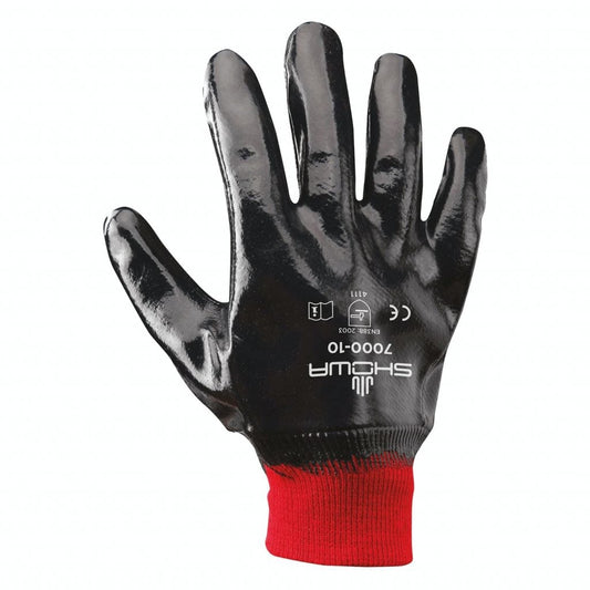 SHOWA® 7000 Nitrile Fully-Coated Grip Glove, Navy, Knit Wrist
