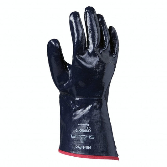 SHOWA® 7199NC Nitrile Fully-Coated Grip Glove, 5" Impregnated Cuff, Navy, Large