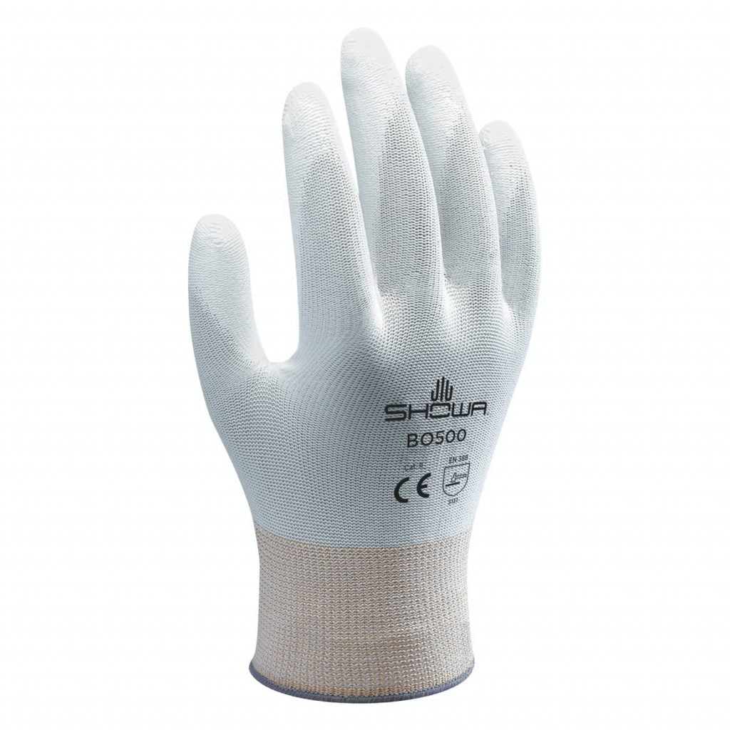SHOWA® BO500W Polyurethane Palm-Coated Precision Glove, White