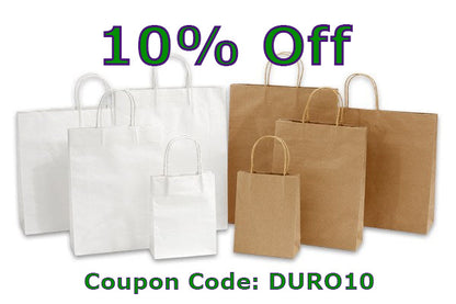 Duro Bag® White 70# 85934 Super Royal Paper Shopping Bag w/ Twist Handle, 14in x 10in x 15.75in (200/bndl)