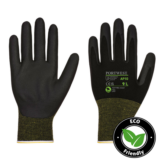 Portwest® Planet Eco-friendly AP10-NPR15 Foam Nitrile Coated Work Gloves are constructed with an antimicrobial glove shell featuring sustainable bamboo fiber that's highly absorbent! 