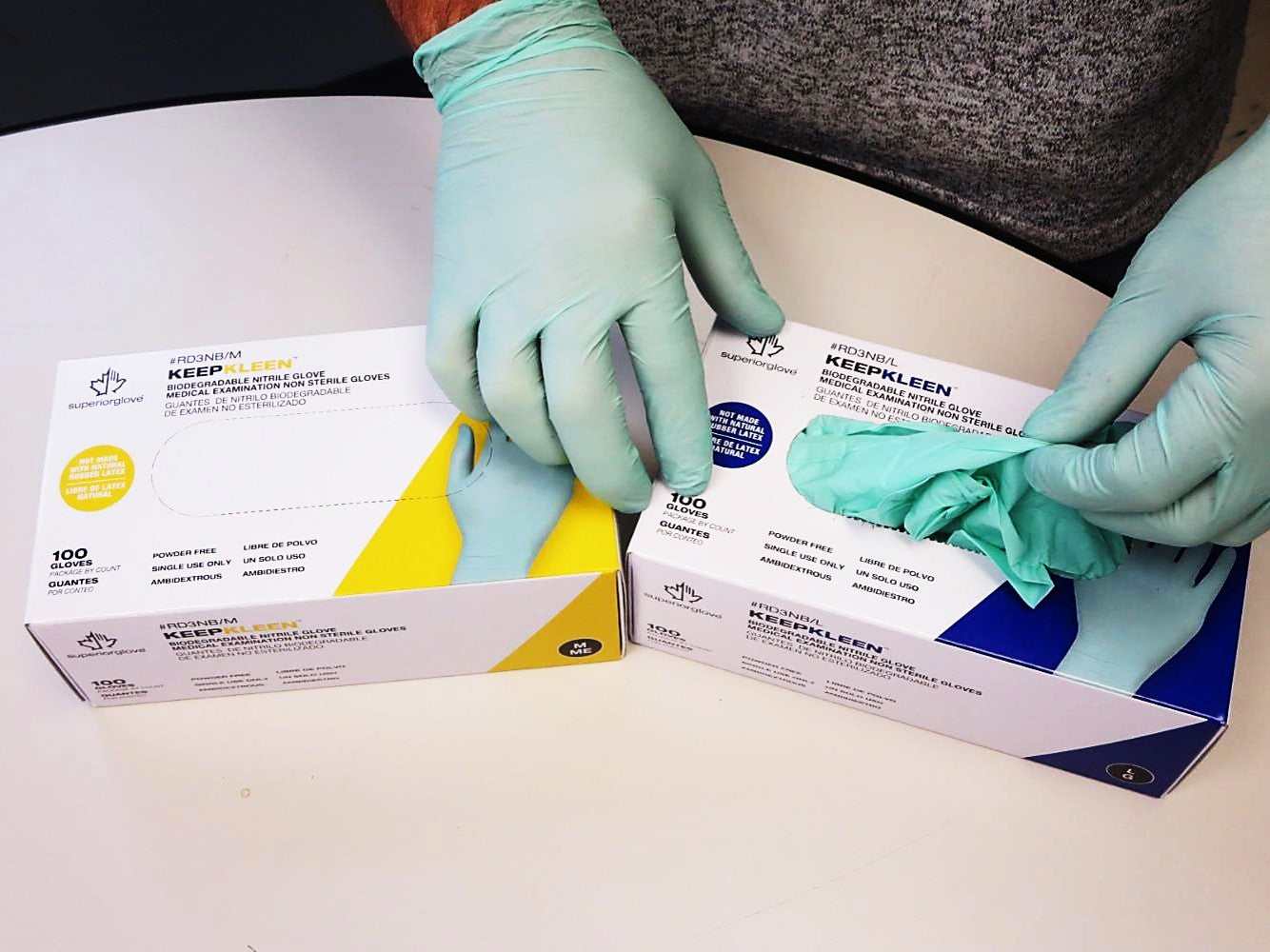 This class 1 medical grade KeepKleen® RD3NB Biodegradable Nitrile Exam Gloves from Superior Glove® feature a special additive that makes them biodegradable in landfill per ASTM D5511 standard. Tested for fatal toxins and FDA food contact approved.