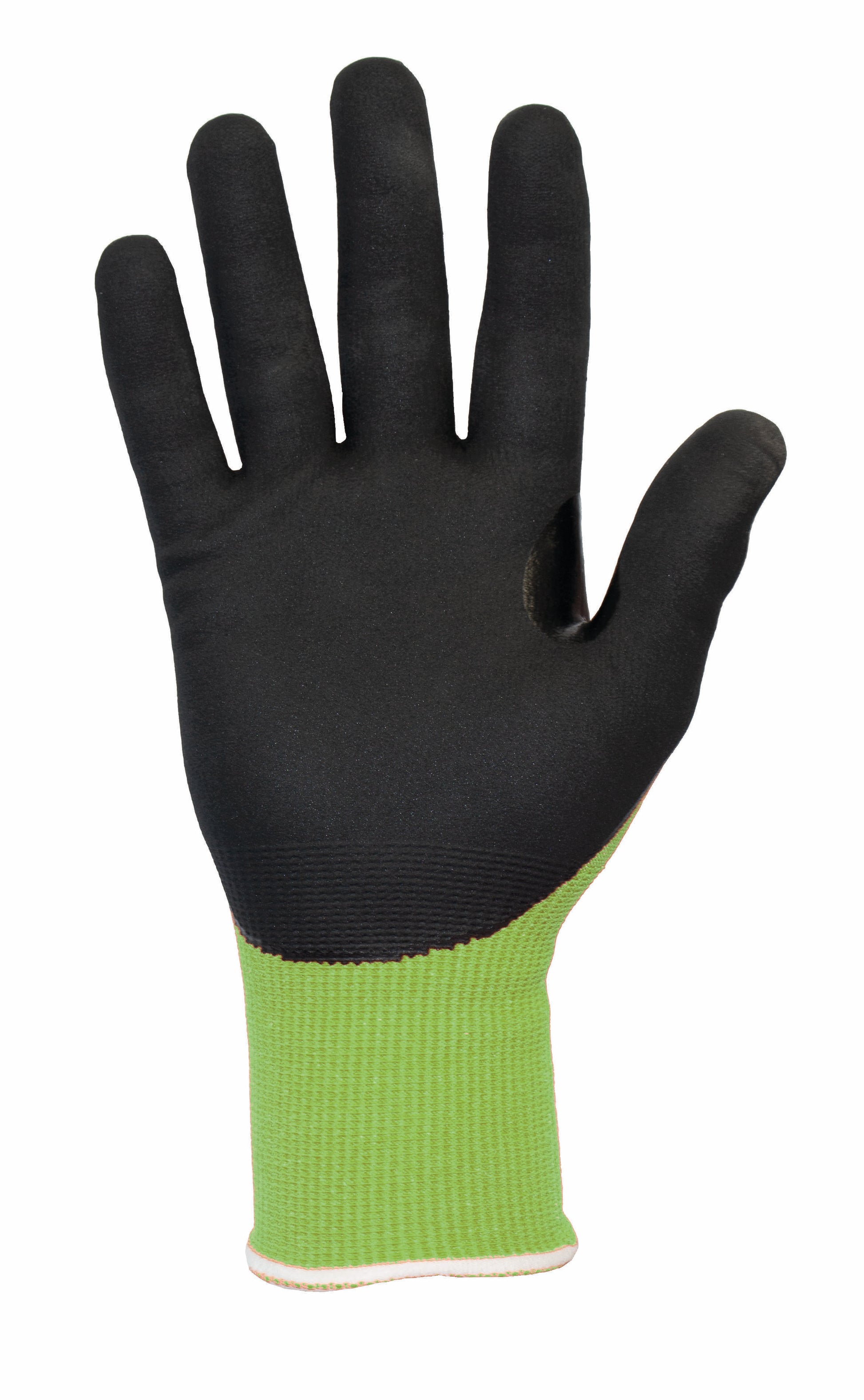 This Eco-friendly Traffi® TG6240 MicroDex LXT® Nitrile Coated Green 15-gauge Cut Level A5 Safety Gloves are Carbon Neutral Certified, repels water and oil with touchscreen compatibility.