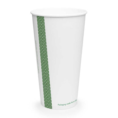 Vegware™ 105-Series compostable 32-oz plant-based paper cold beverage cups are made from sustainable board that is lined on both sides with plant-based PLA -an eco-friendly plastic alternative independently certified to break down in 12 weeks.