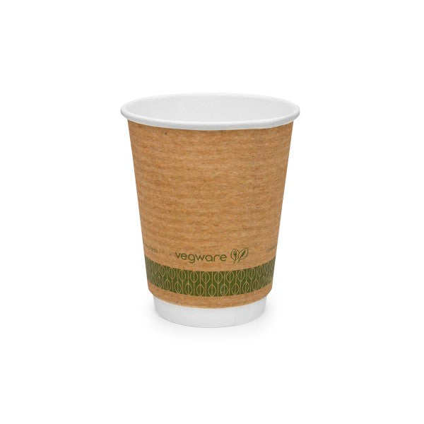 Vegware™ 79-Series compostable 8-oz Double Wall Brown Kraft Hot Beverage Cups are made from sustainably sourced board and lined with plant-based PLA that's independently certified to break down in 12 weeks. Perfect for smoothies, tea, coffee or soup.
